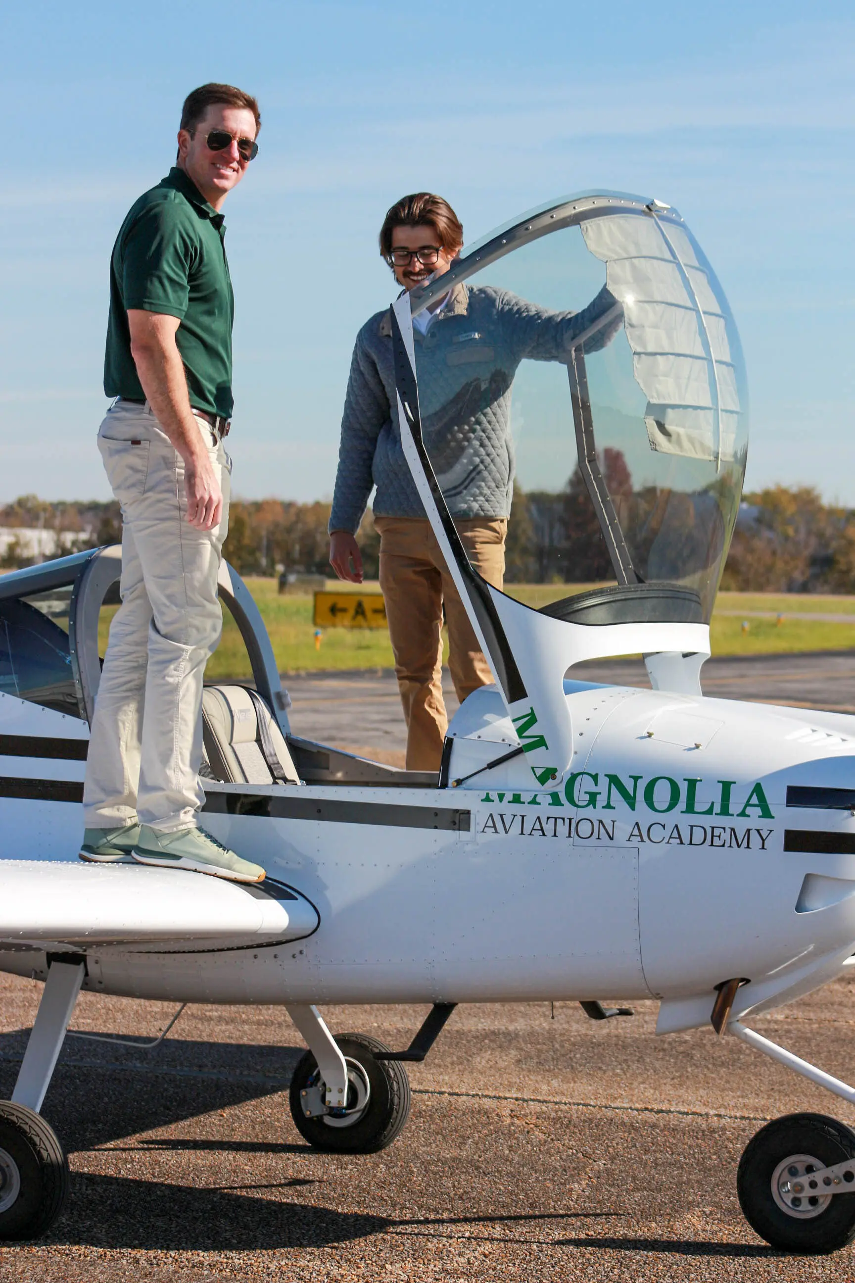 Professional student pilot prep for flight lesson at Magnolia Aviation Academy